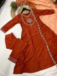 TRENDING SILK EMBROIDERY WORK TOP BOTTOM WITH DUPATTA PARTY WEAR WHOLESALE PRICE ETHNIC GARMENT (6)