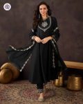 TRENDING SILK EMBROIDERY WORK TOP BOTTOM WITH DUPATTA BLACK