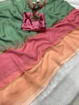TRENDING SMOOTH GEORGETTE MILL PRINT WITH LACE WORK SAREE WITH UNSTITCHED BLOUSE PARTY WEAR WHOLESALE PRICE ETHNIC GARMENT (6)