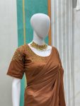 TRENDING STAR GEORGETTE HANDFWORK READY TO WEAR SAREE WITH STITCHED BLOUSE PARTY WEAR WHOLESALE PRICE ETHNIC GARMENT (3)