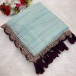 TRENDING TISSUE NET EMBROIDERY BORDER WORK SAREE WITH UNSTITCHED BLOUSE PARTY WEAR WHOLESALE PRICE ETHNIC GARMENT (4)