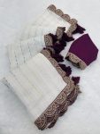TRENDING TISSUE NET EMBROIDERY BORDER WORK SAREE WITH UNSTITCHED BLOUSE PARTY WEAR WHOLESALE PRICE ETHNIC GARMENT 3 (1)
