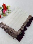 TRENDING TISSUE NET EMBROIDERY BORDER WORK SAREE WITH UNSTITCHED BLOUSE PARTY WEAR WHOLESALE PRICE ETHNIC GARMENT 3 (1)