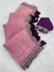 TRENDING TISSUE NET EMBROIDERY BORDER WORK SAREE WITH UNSTITCHED BLOUSE PARTY WEAR WHOLESALE PRICE ETHNIC GARMENT 4 (1)