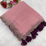 TRENDING TISSUE NET EMBROIDERY BORDER WORK SAREE WITH UNSTITCHED BLOUSE PARTY WEAR WHOLESALE PRICE ETHNIC GARMENT 4 (1)