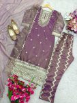 TRENDING TWILL TISSUE NET EMBROIDERY SEQUENCE WORK TOP BOTTOM WITH DUPATTA PARTY WEAR WHOLESALE PRICE ETHNIC GARMENT (3)