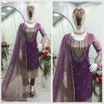 TRENDING TWILL TISSUE NET EMBROIDERY SEQUENCE WORK TOP BOTTOM WITH DUPATTA PARTY WEAR WHOLESALE PRICE ETHNIC GARMENT (3)