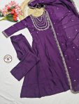 TRENDING VICHITRA SILK EMBROIDERY WORK TOP BOTTOM WITH DUPATTA PARTY WEAR WHOLESALE PRICE ETHNIC GARMENT (9)