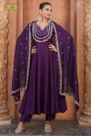TRENDING VICHITRA SILK EMBROIDERY WORK TOP BOTTOM WITH DUPATTA PURPLE