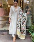 TRENDING VISCOSE CHANDERI SILK EMBROIDERY WORK TOP BOTTOM WITH DUPATTA PARTY WEAR WHOLESALE PRICE ETHNIC GARMENT (7)