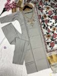 TRENDING VISCOSE CHANDERI SILK EMBROIDERY WORK TOP BOTTOM WITH DUPATTA PARTY WEAR WHOLESALE PRICE ETHNIC GARMENT (7)