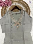 TRENDING VISCOSE CHANDERI SILK EMBROIDERY WORK TOP BOTTOM WITH DUPATTA PARTY WEAR WHOLESALE PRICE ETHNIC GARMENT (7)