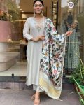 TRENDING VISCOSE CHANDERI SILK EMBROIDERY WORK TOP BOTTOM WITH DUPATTA PARTY WEAR WHOLESALE PRICE ETHNIC GARMENT (7)
