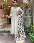 TRENDING VISCOSE CHANDERI SILK EMBROIDERY WORK TOP BOTTOM WITH DUPATTA PARTY WEAR WHOLESALE PRICE ETHNIC GARMENT (7)
