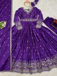 DESIGNER AMERICAN SILK THREAD WITH SEQUENCE WORK GOWN BOTTOM WITH DUPATTA FESTIVE WEAR WHOLESALE PRICE ETHNIC GARMENT (4)