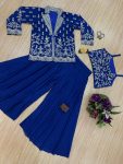 1DESIGNER CHINON EMBROIDERY WORK BLOUSE KOTI WITH PALAZZO PARTY WEAR WHOLESALE PRICE ETHNIC GARMENT (3)