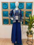 1DESIGNER CHINON EMBROIDERY WORK BLOUSE KOTI WITH PALAZZO PARTY WEAR WHOLESALE PRICE ETHNIC GARMENT (3)