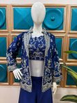 1DESIGNER CHINON EMBROIDERY WORK BLOUSE KOTI WITH PALAZZO PARTY WEAR WHOLESALE PRICE ETHNIC GARMENT (3)