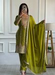 1DESIGNER CHINON SILK EMBROIDERY CODING DORI SEQUENCE WORK TOP BOTTOM WITH DUPATTA FESTIVE WEAR WHOLESALE PRICE ETHNIC GARMENT (10)