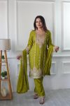 1DESIGNER CHINON SILK EMBROIDERY CODING DORI SEQUENCE WORK TOP BOTTOM WITH DUPATTA FESTIVE WEAR WHOLESALE PRICE ETHNIC GARMENT (10)