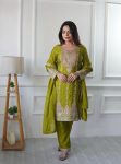 1DESIGNER CHINON SILK EMBROIDERY CODING DORI SEQUENCE WORK TOP BOTTOM WITH DUPATTA FESTIVE WEAR WHOLESALE PRICE ETHNIC GARMENT (10)
