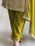 1DESIGNER CHINON SILK EMBROIDERY CODING DORI SEQUENCE WORK TOP BOTTOM WITH DUPATTA FESTIVE WEAR WHOLESALE PRICE ETHNIC GARMENT (10)