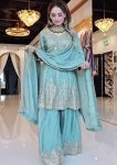1DESIGNER CHINON SILK EMBROIDERY SEQUENCE CODING WORK TOP PALAZZO WITH DUPATTA FESTIVE WEAR WHOLESALE PRICE ETHNIC GARMENT (10)