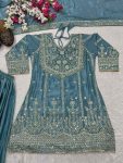 1DESIGNER CHINON SILK EMBROIDERY SEQUENCE CODING WORK TOP PALAZZO WITH DUPATTA FESTIVE WEAR WHOLESALE PRICE ETHNIC GARMENT (10)
