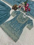 1DESIGNER CHINON SILK EMBROIDERY SEQUENCE CODING WORK TOP PALAZZO WITH DUPATTA FESTIVE WEAR WHOLESALE PRICE ETHNIC GARMENT (10)