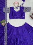1DESIGNER CHINON SILK THREAD WITH SEQUENCE WORK LEHENGA CHOLI WITH DUPATTA WEDDING WEAR WHOLESALE PRICE ETHNIC GARMENT (6)