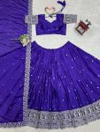 1DESIGNER CHINON SILK THREAD WITH SEQUENCE WORK LEHENGA CHOLI WITH DUPATTA WEDDING WEAR WHOLESALE PRICE ETHNIC GARMENT (6)
