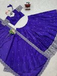 1DESIGNER CHINON SILK THREAD WITH SEQUENCE WORK LEHENGA CHOLI WITH DUPATTA WEDDING WEAR WHOLESALE PRICE ETHNIC GARMENT (6)