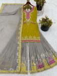 1DESIGNER GEORGETTE EMBROIDERY SEQUENCE WORK TOP PALAZZO WITH DUPATTA FESTIVE WEAR WHOLESALE PRICE ETHNIC GARMENT (18)