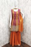 1DESIGNER GEORGETTE SEQUENCE EMBROIDERY WORK TOP SHARARA WITH DUPATTA FESTIVE WEAR WHOLESALE PRICE ETHNIC GARMENT (10)