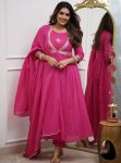 DESIGNER MUSLIN COTTON EMBROIDERY WORK TOP BOTTOM WITH DUPATTA  PINK
