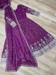 1DESIGNER VISCOSE COSMOS FOIL EMBROIDERY ZARI SEQUENCE WORK GOWN WITH DUPATTA FESTIVE WEAR WHOLESALE PRICE ETHNIC GARMENT (15)