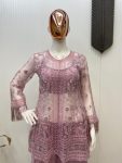 1FANCY BUTTERFLY NET SEQUENCE EMBROIDERY WORK TOP BLOUSE WITH PALAZZO PARTY WEAR WHOLESALE PRICE ETHNIC GARMENT (9)