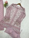 1FANCY BUTTERFLY NET SEQUENCE EMBROIDERY WORK TOP BLOUSE WITH PALAZZO PARTY WEAR WHOLESALE PRICE ETHNIC GARMENT (9)