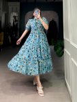 1FANCY TABBY SILK PRINTED ONE PIECE PARTY WEAR WHOLESALE PRICE ETHNIC GARMENT (2)