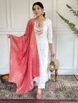 FANCY VISCOSE BLEND SEQUENCE CODING EMBROIDERY WORK TOP BOTTOM WITH DUPATTA RANI