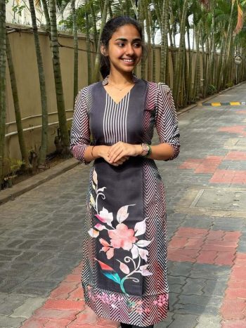 LATEST COTTON PRINTED KURTI  BLACK