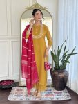 1MOST PICKED VICHITRA SILK SEQUENCE CODING EMBROIDERY WORK TOP BOTTOM WITH DUPATTA FESTIVE WEAR WHOLESALE PRICE ETHNIC GARMENT (5)