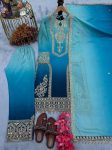 1NEW ARRIVAL CHINON SILK DUAL TONE WITH EMBROIDERY SEQUENCE AND CODING WORK TOP PALAZZO WITH DUPATTA FESTIVE WEAR WHOLESALE PRICE ETHNIC GARMENT (22)