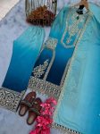 1NEW ARRIVAL CHINON SILK DUAL TONE WITH EMBROIDERY SEQUENCE AND CODING WORK TOP PALAZZO WITH DUPATTA FESTIVE WEAR WHOLESALE PRICE ETHNIC GARMENT (22)