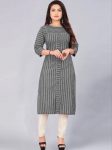 NEW ARRIVAL COTTON PRINT WORK KURTI  GREY