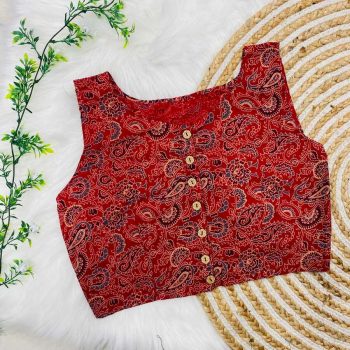 NEW ARRIVAL DIGITAL PRINTED STITCHED BLOUSE RED