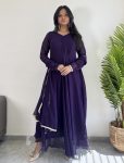 1NEW ARRIVAL GEORGETTE WITH LACE WORK ANARKALI GOWN WITH DUPATTA FESTIVE WEAR WHOLESLE PRICE ETHNIC GARMENT (8)