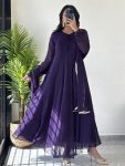 NEW ARRIVAL GEORGETTE WITH LACE WORK ANARKALI GOWN WITH DUPATTA  NAVY BLUE