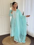 1NEW ARRIVAL PURE COTTON EMBROIDERY WORK TOP BOTTOM WITH DUPATTA FESTIVE WEAR WHOLESALE PRICE ETHNIC GARMENT (19)