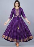 NEW ARRIVAL RAYON FOIL PRINTED GOWN  PURPLE
